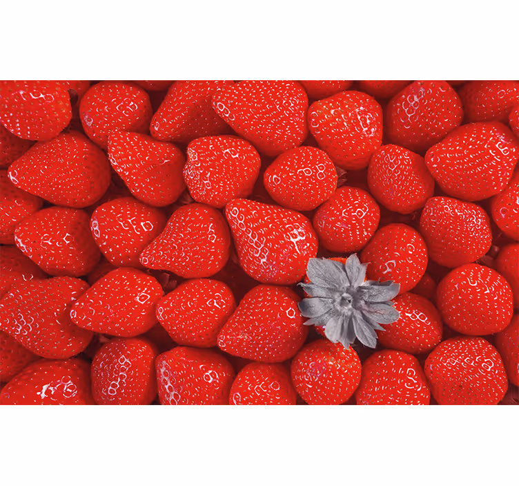 Kitchen roller blind with vibrant strawberries and blooms - TenStickers