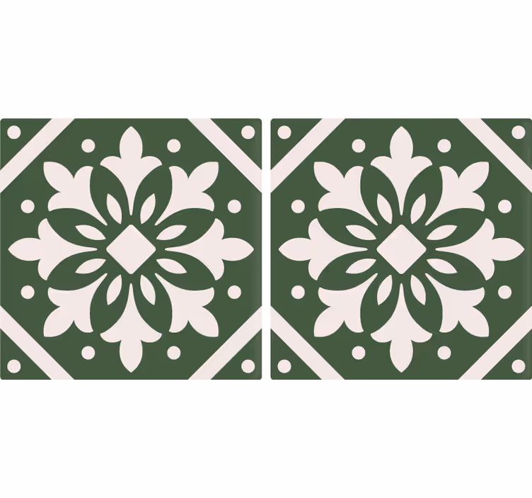 Kitchen roller blind with cement tile patterns on green - TenStickers