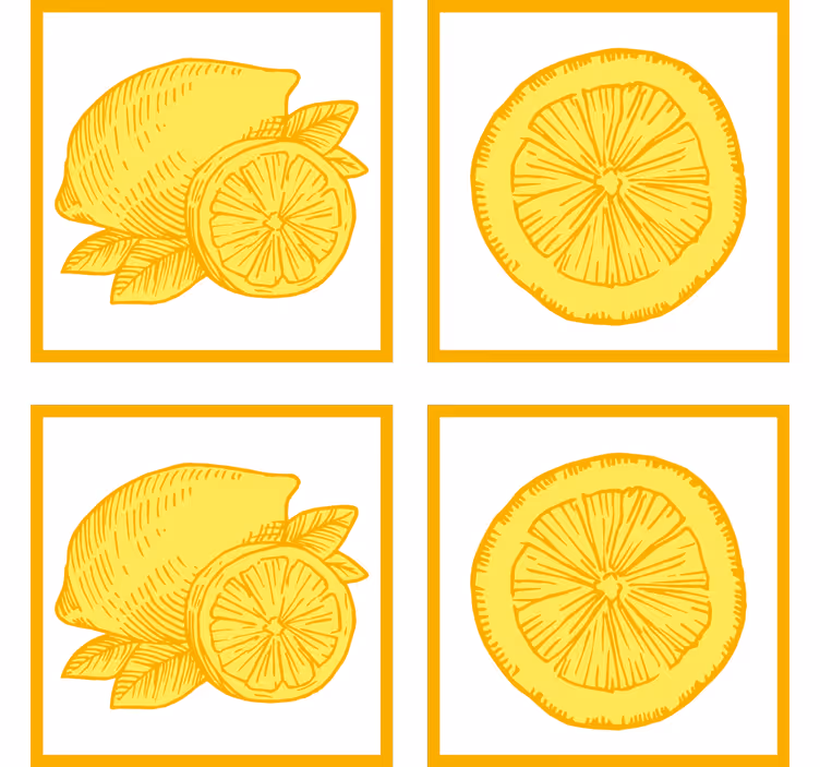 Kitchen roller blind orange and lemon sketch tiles - TenStickers