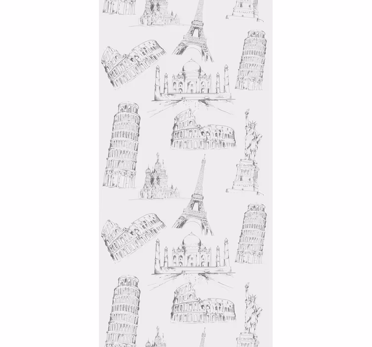 Kitchen roller blind with famous landmarks pattern - TenStickers