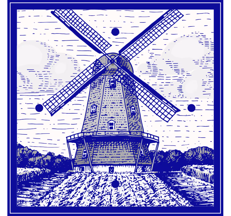 Delfts blue kitchen roller blind - TenStickers