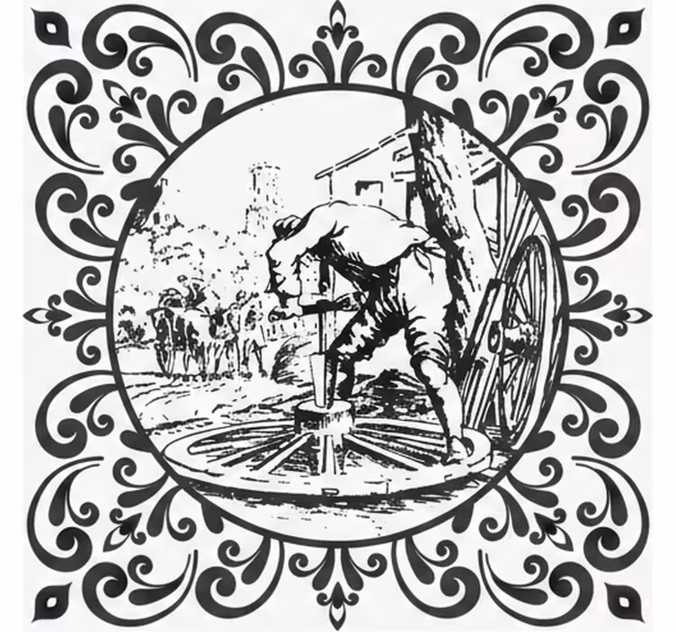 Kitchen roller blind man and wheel - TenStickers