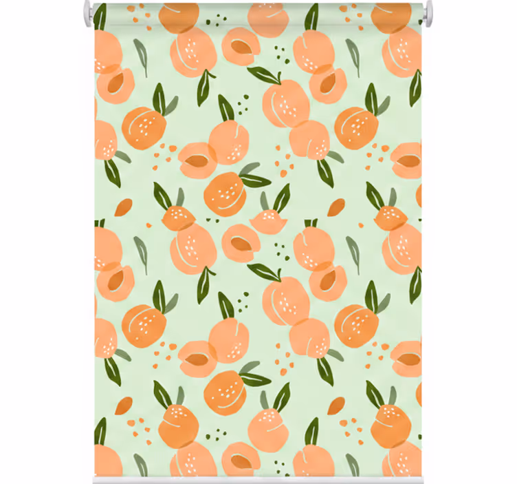 Kitchen roller blind with peaches on green backdrop - TenStickers