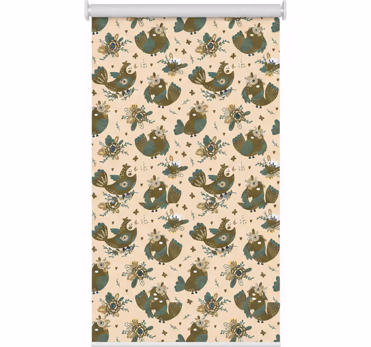 Kitchen roller blind with oriental birds and flowers - TenStickers