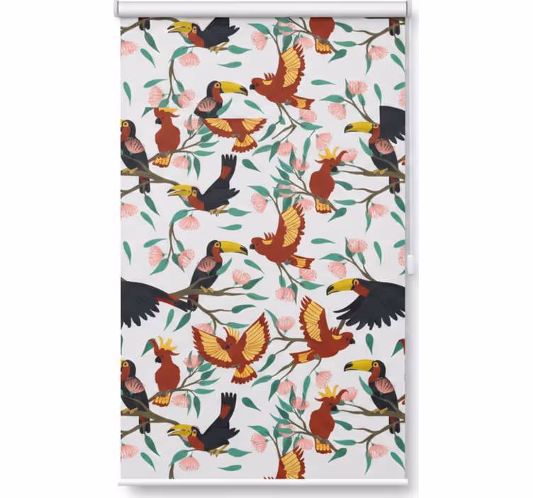Flying parrots and toucans kitchen roller blind - TenStickers