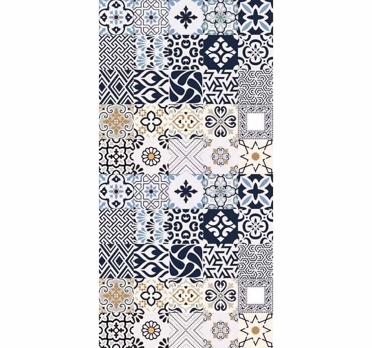 Kitchen roller blind in blue tile design - TenStickers