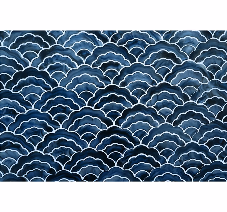 Blue roller blind with japanese wave pattern - TenStickers