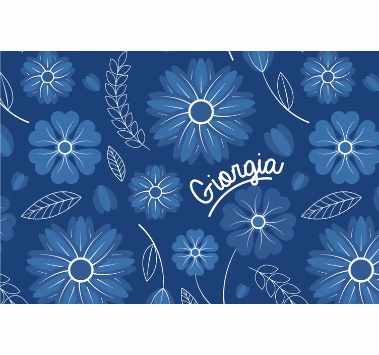 Blue roller blind with elegant blue flower design - TenStickers