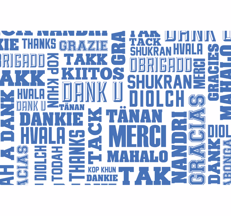 Blue roller blind thank you in many languages - TenStickers