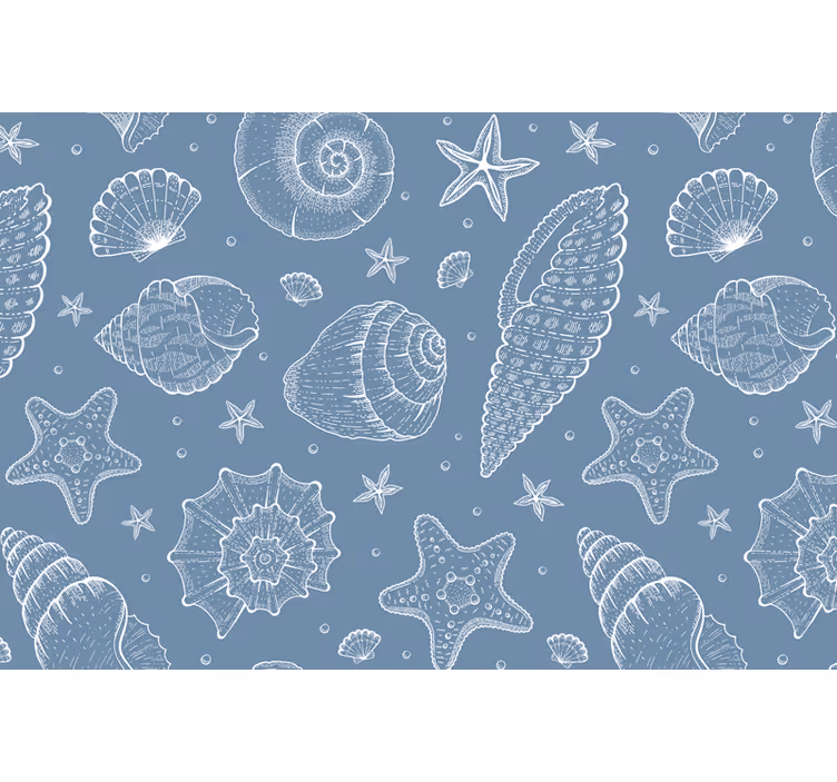 Blue roller blind with marine life and seashells - TenStickers