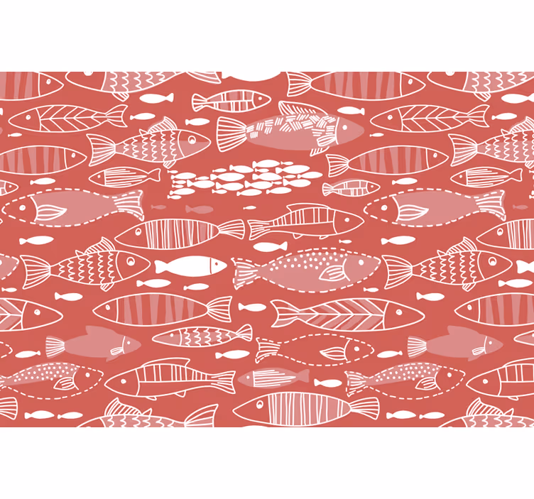 Red roller blind with plenty of fish below sea - TenStickers
