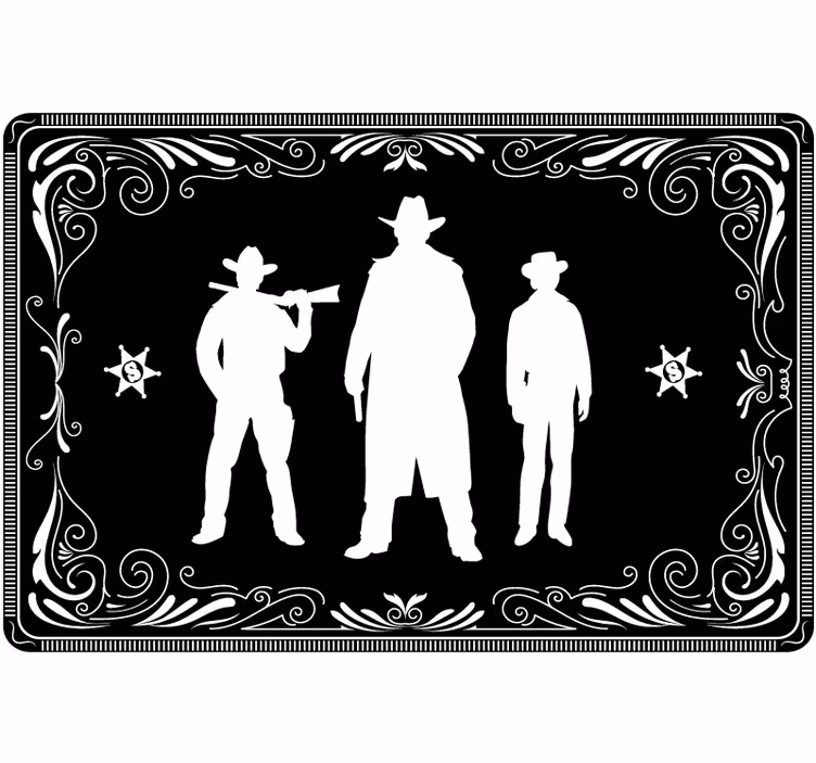 Black roller blind cowboy and horses design - TenStickers