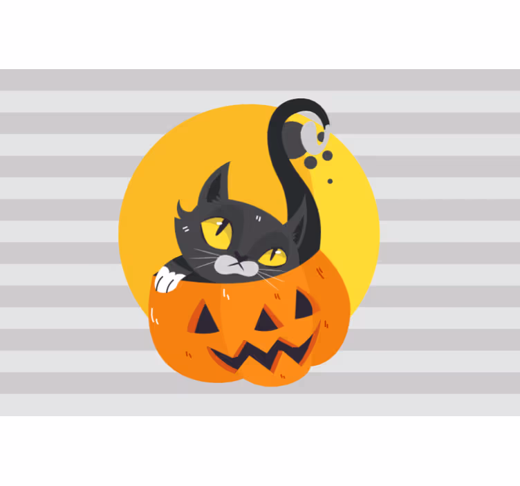 Grey roller blind with pumpkins and black cat - TenStickers