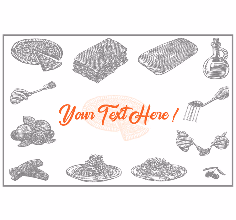 Grey roller blind with italian food symbols - TenStickers