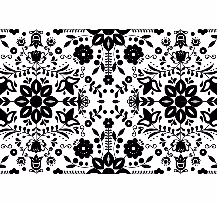 Grey roller blind with black folk pattern - TenStickers