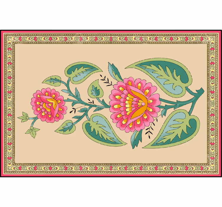 Beige roller blind with indian mughal flower design - TenStickers