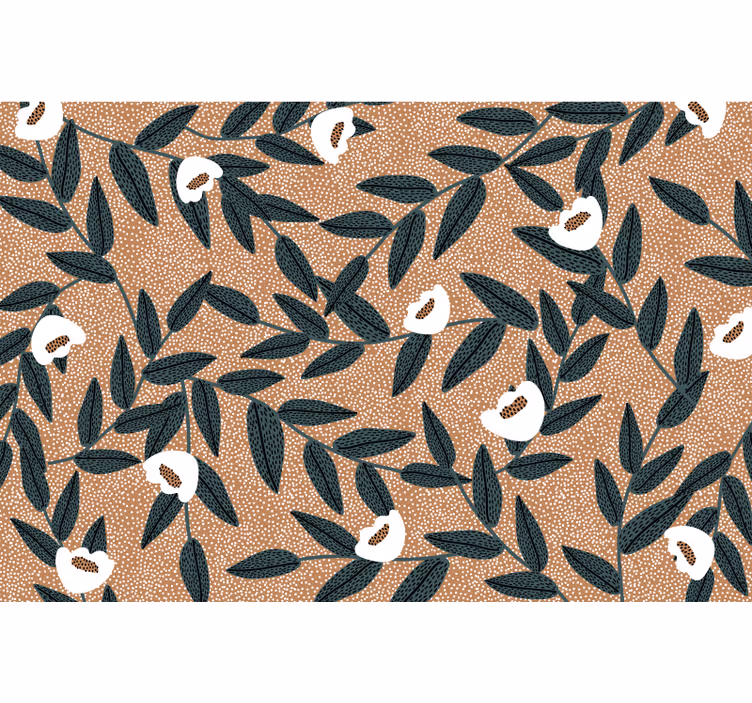 Beige roller blind blossoms and leaves - TenStickers