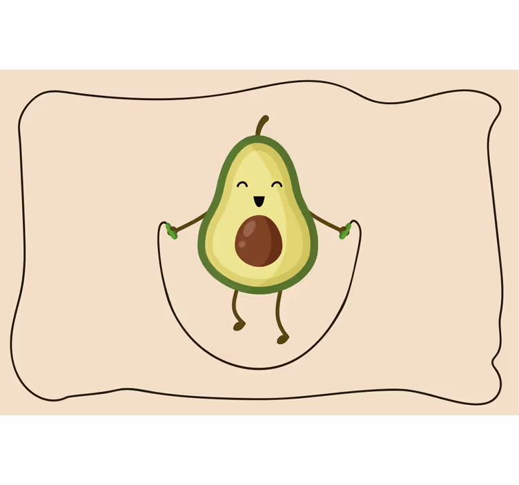 Beige roller blind with funny avocado jump rope - TenStickers