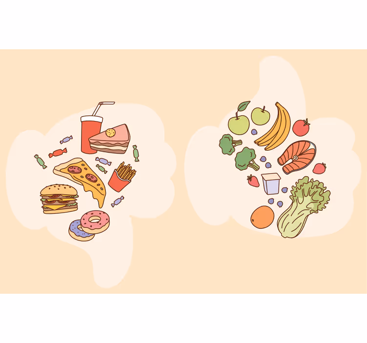 Beige roller blind with diet food shape design - TenStickers