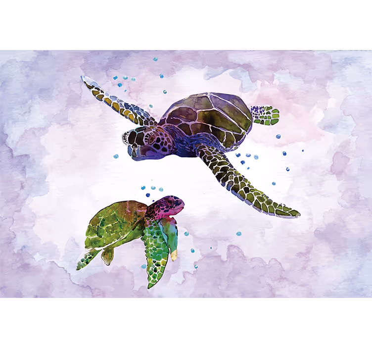 Purple roller blind with vibrant turtle design - TenStickers