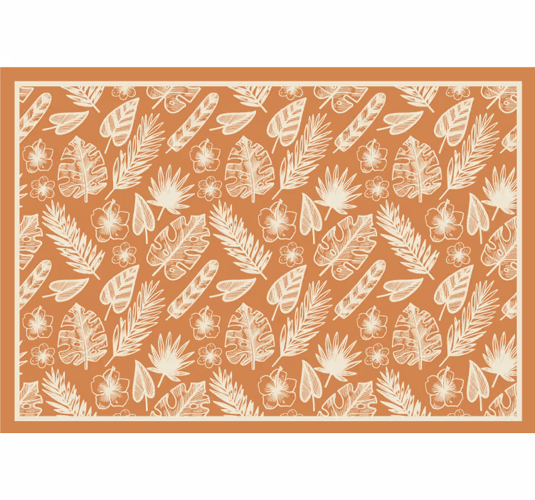Outdoor roller blind with white leaves on orange - TenStickers