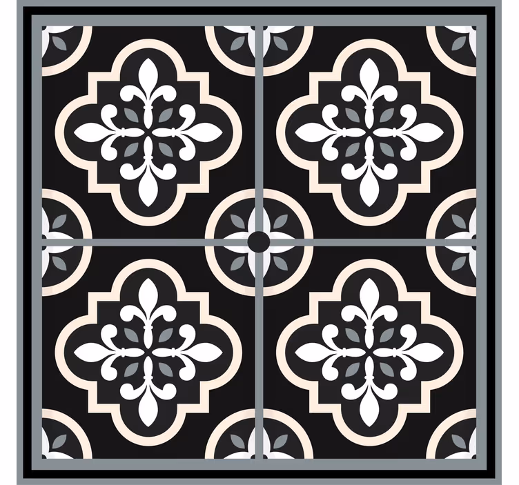 Office roller blind with black and white floral design - TenStickers
