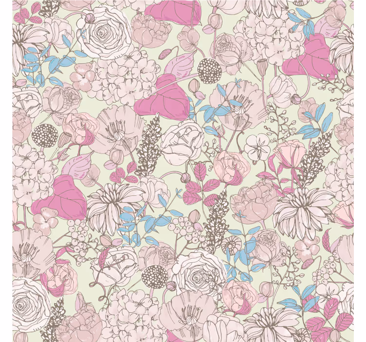 Living room roller blind floral grandmillenial design - TenStickers