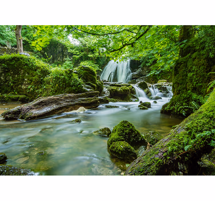 Bedroom roller blind 3d forest waterfall mural - TenStickers