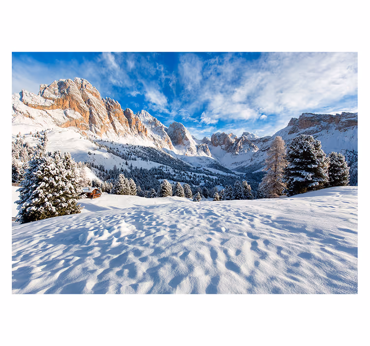Bedroom roller blind snowy mountain landscape print - TenStickers