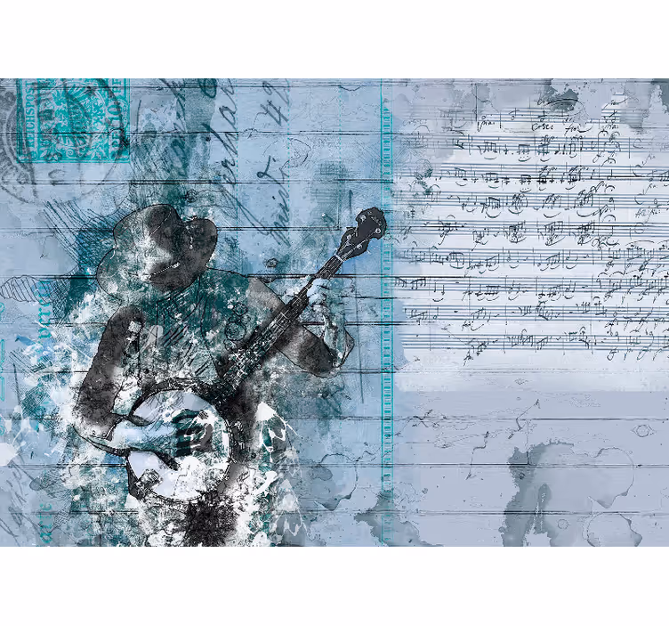 Bedroom roller blind with abstract musical pattern - TenStickers