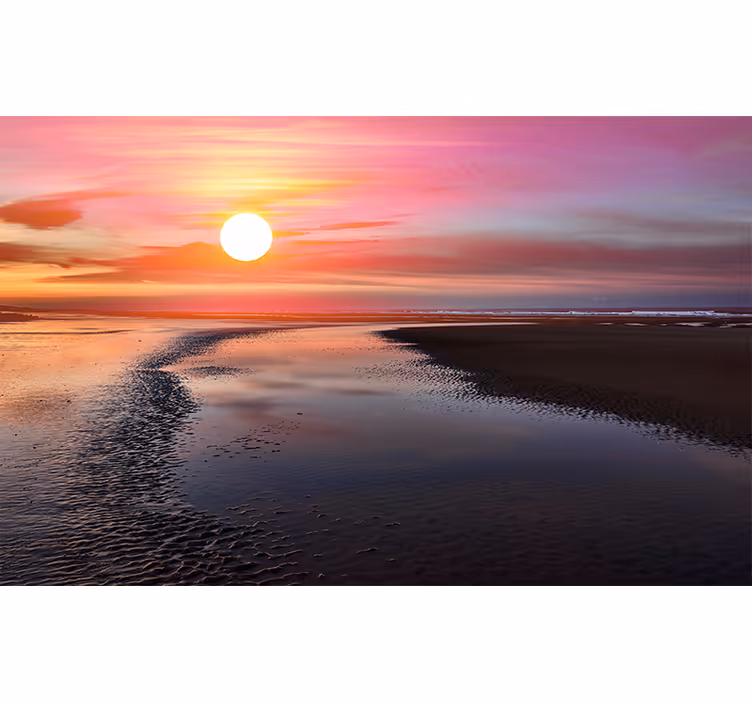 Bedroom roller blind polish seaside sunset photomural - TenStickers
