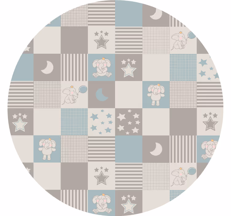 Bedroom roller blind with circular blue elephant tiles - TenStickers