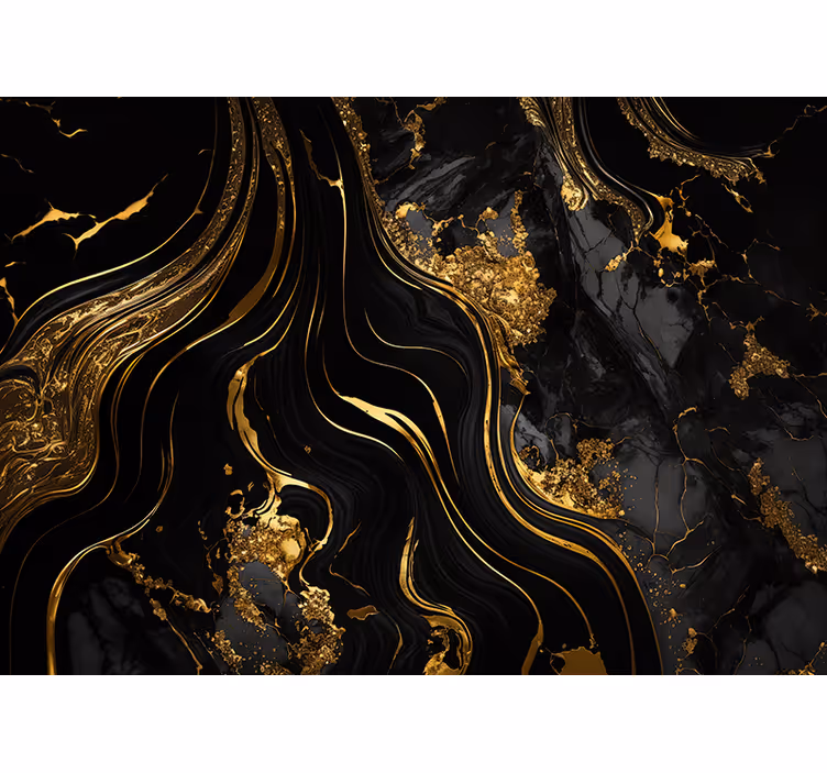 Living room roller blind in black and gold marble - TenStickers