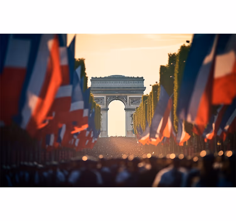 Living room roller blind bastille day celebration - TenStickers