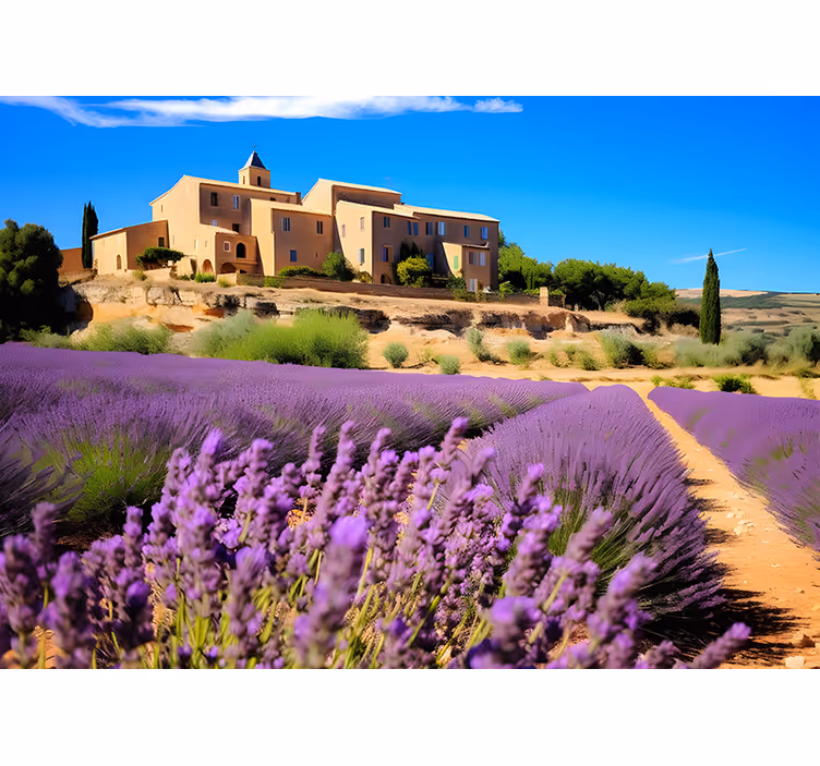 Living room roller blind lavender field design - TenStickers
