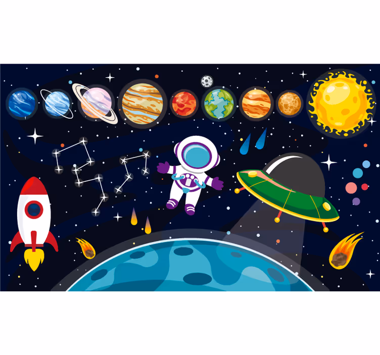 Kids roller blind colourful cartoon space - TenStickers