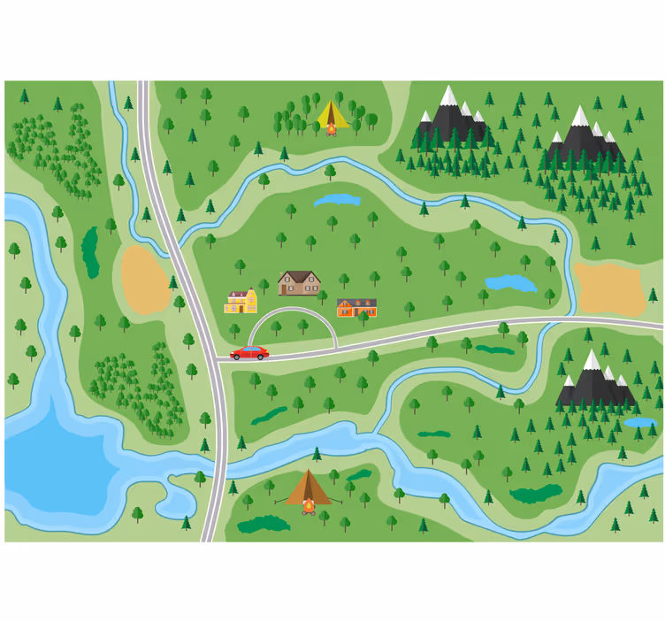 Kids roller blind mountain road map design - TenStickers