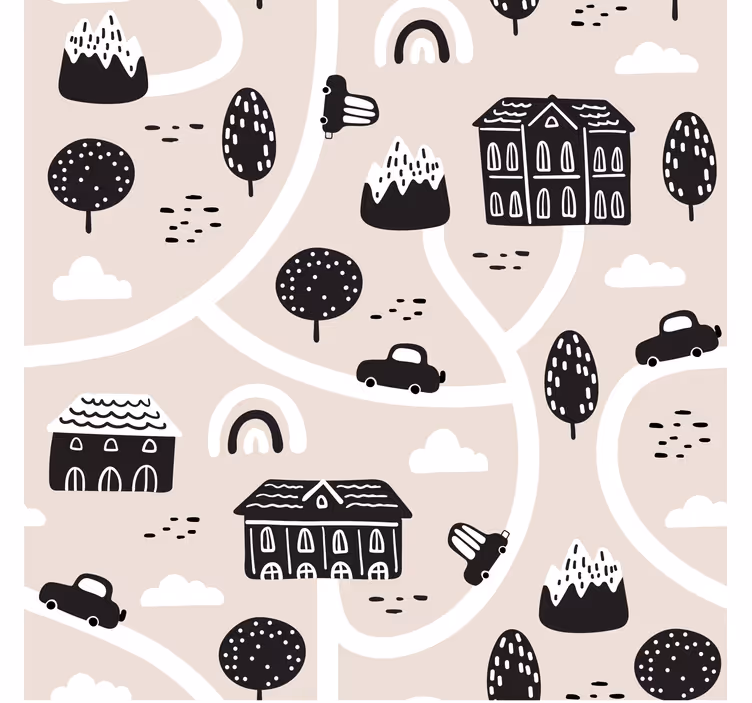 Kids roller blind black and white roads - TenStickers