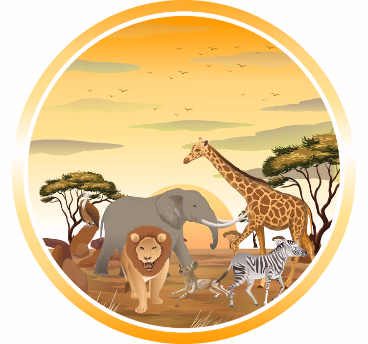 Kids roller blind african animals and plants design - TenStickers