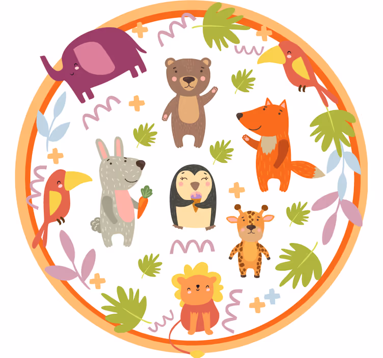 Kids roller blind featuring adorable zoo animals - TenStickers