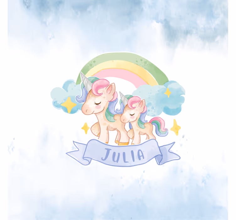 Kids roller blind with cheerful unicorns on a rainbow - TenStickers