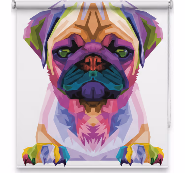 Kids roller blind geometric animals cute dog - TenStickers