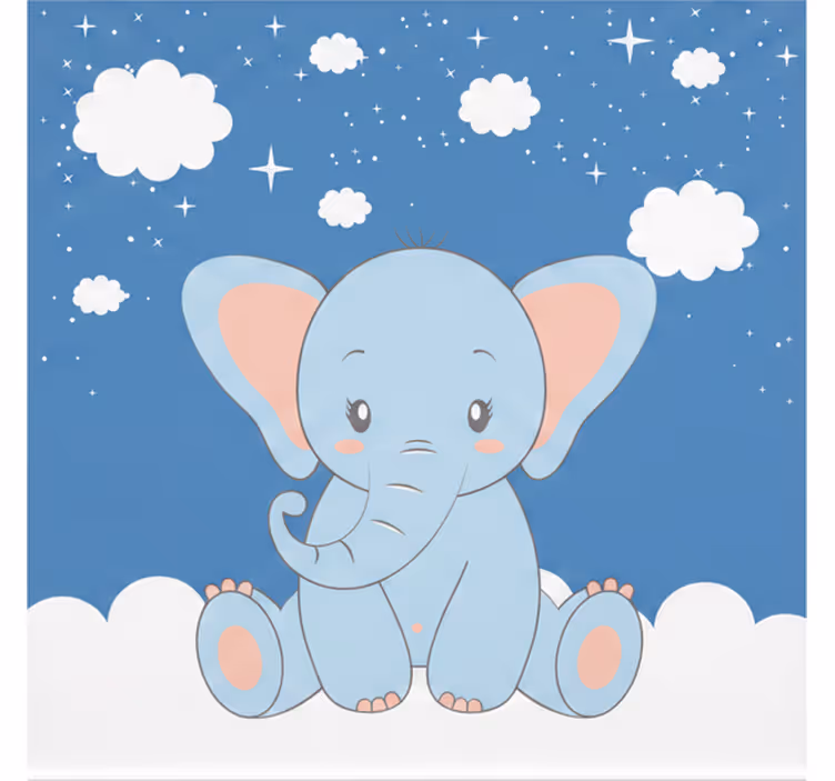 Kids roller blind cute baby blue elephant - TenStickers