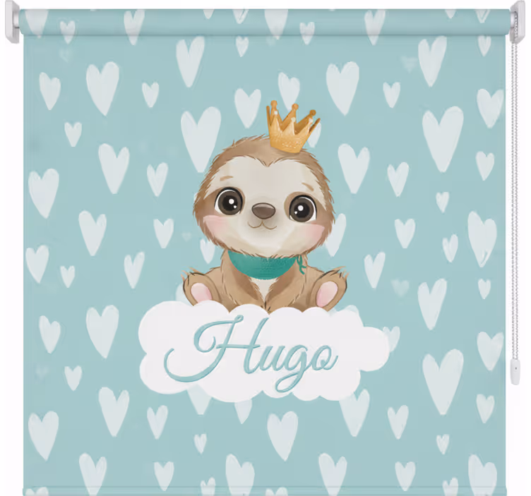 Kids roller blind cute sloth for boy with name - TenStickers