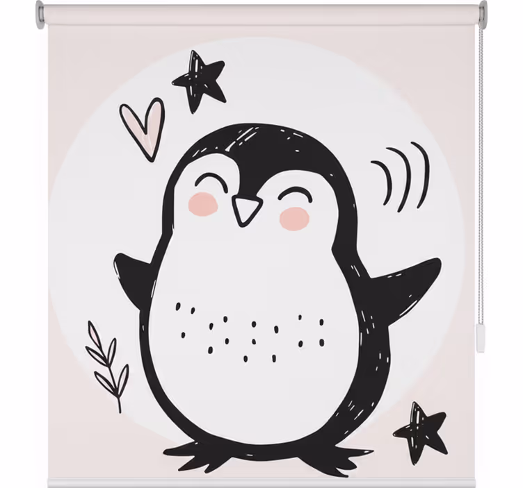 Kids roller blind cute baby penguin doodle - TenStickers