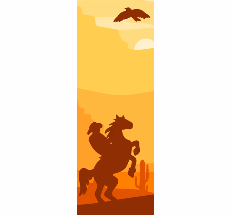 Teenage roller blind cowboy landscape door - TenStickers