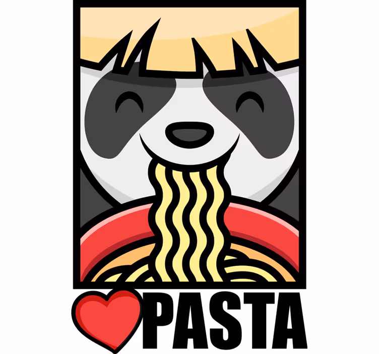 Teenage roller blind panda loves pasta - TenStickers