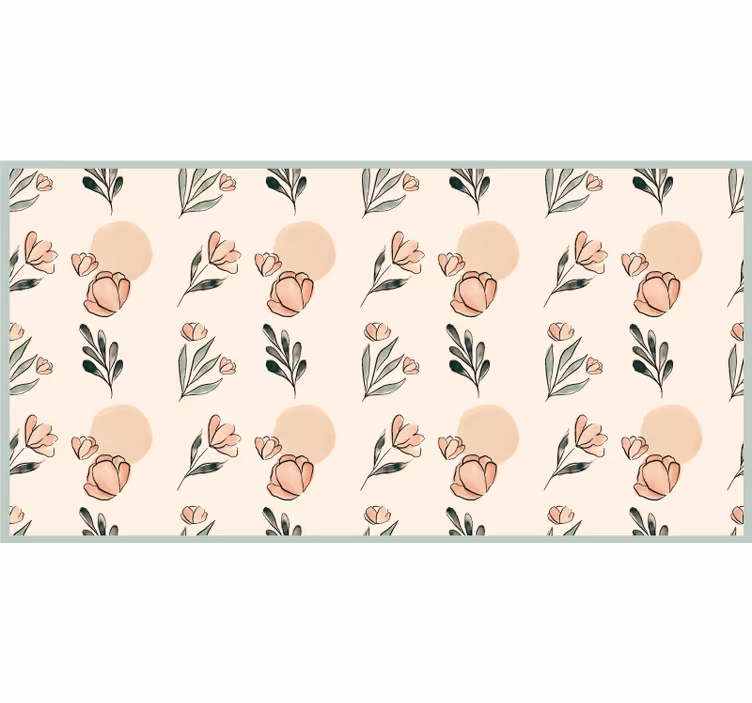 Beige roller blind with modern pastel watercolor flowers - TenStickers