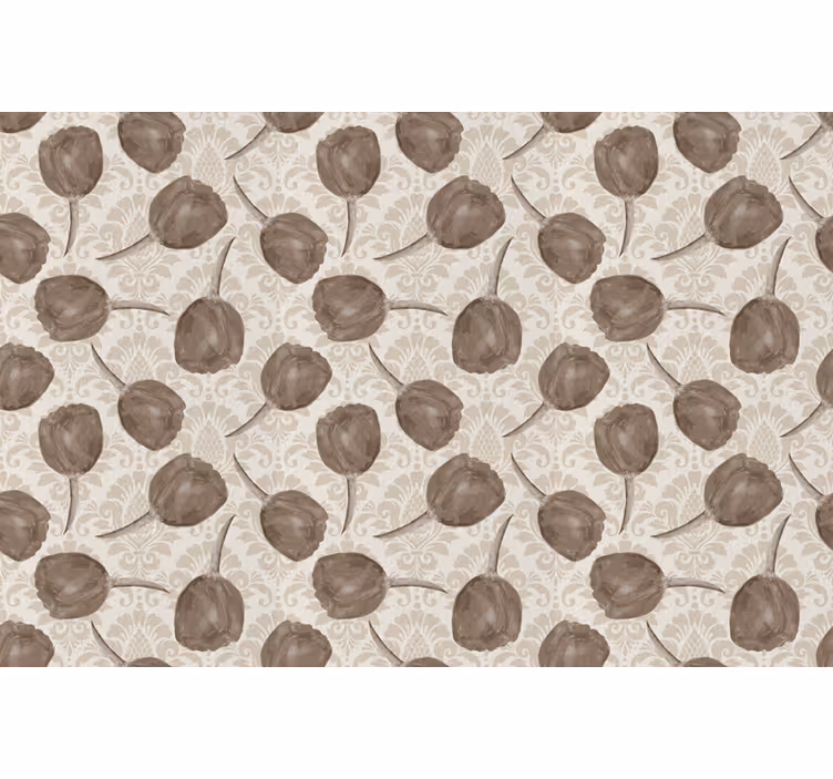 Beige roller blind with gray tulips and acanthus scrolls - TenStickers
