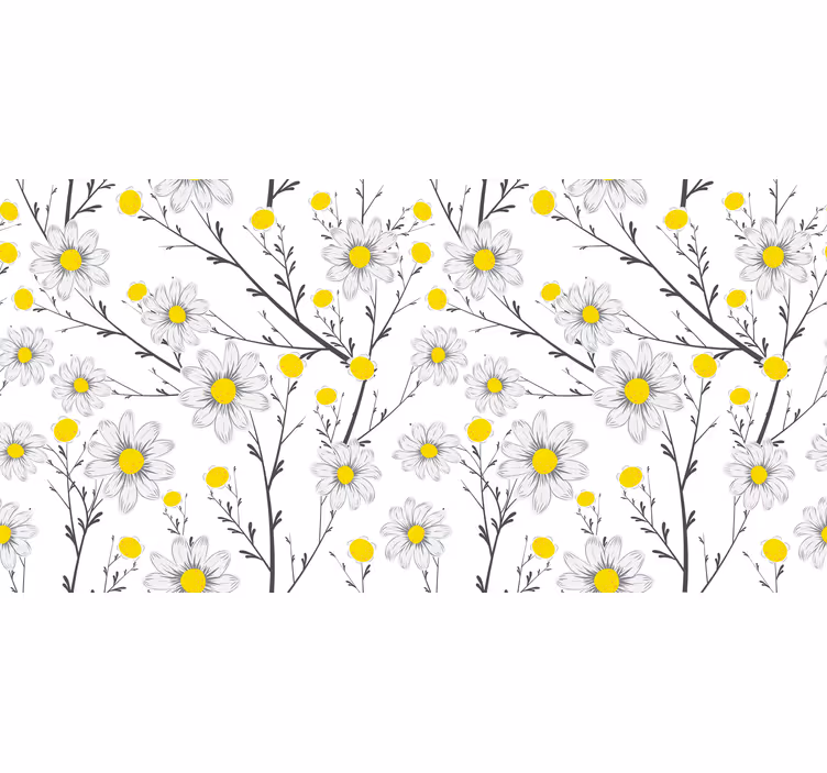 White roller blind classical daisy flower design - TenStickers